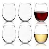 Belle Vous Juego de Copas de Vino sin Tallo (6pcs) - Copa de Vino 580 ml - Copas de Vidrio Transparente Irrompible - Copas de Vino Tinto y Blanco, Copas de Agua, Copas de Cóctel, Ginebra y Zumos